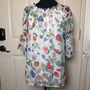 Bellambra Italian Silk Floral Peasant Blouse Sz S